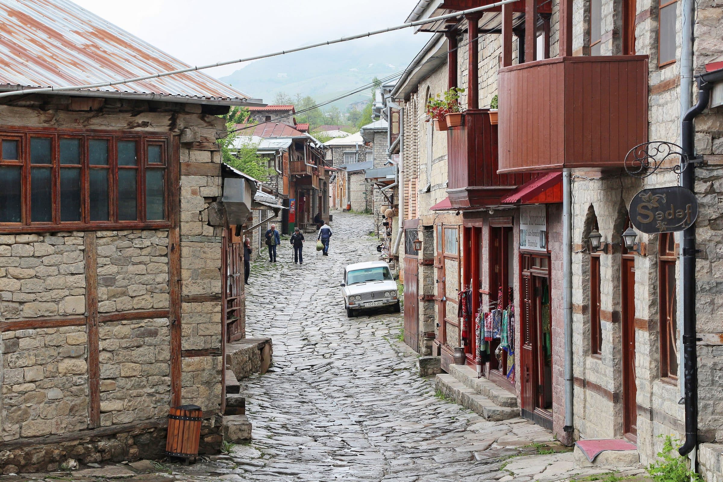 Cobbled street in the mountain village of Lahij