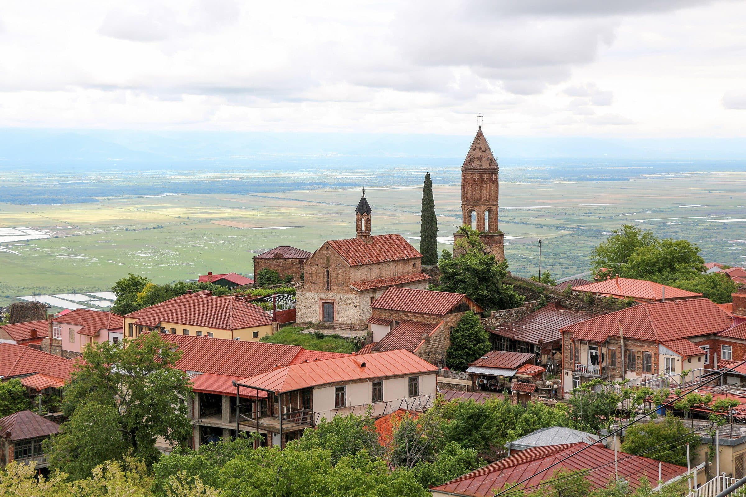Red roofs of Sighnaghi above the Alazani Valley
