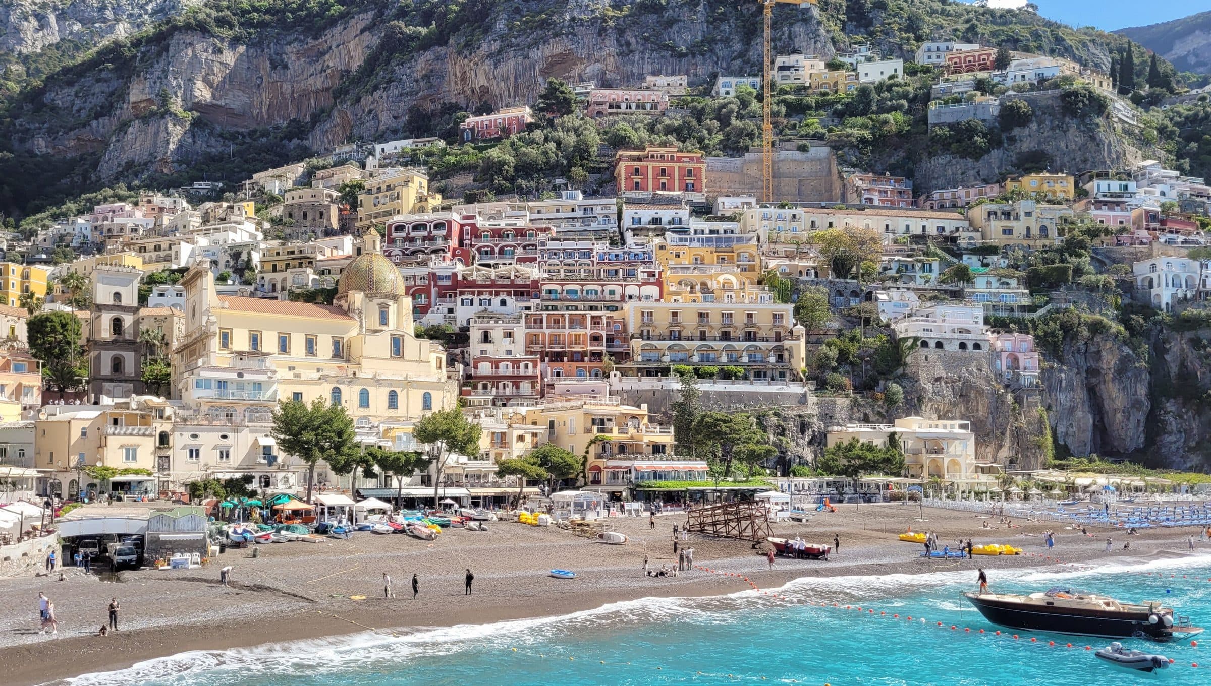 Positano beach and harbour