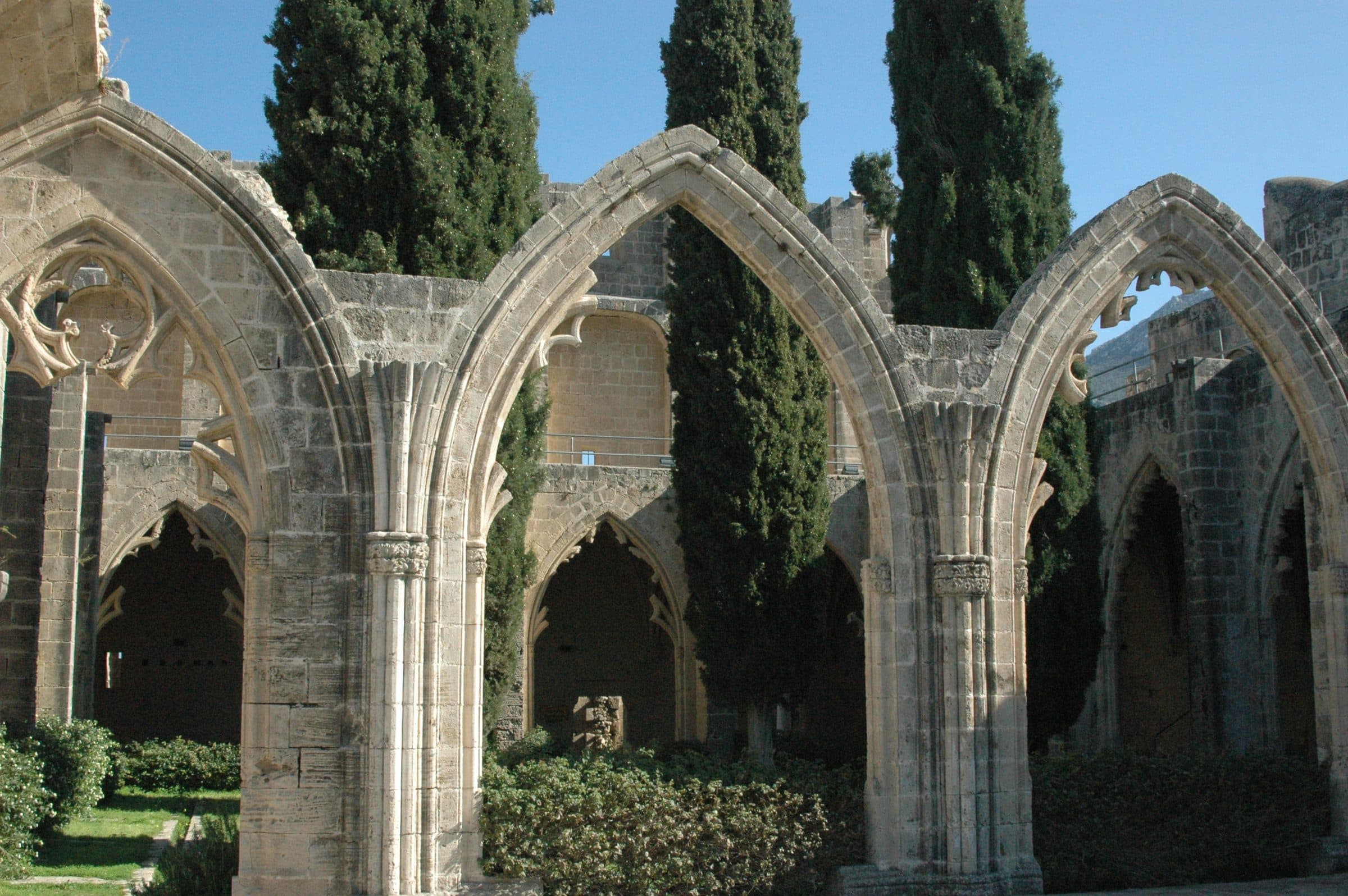 Gothic cloister arches of Bellapais Abbey