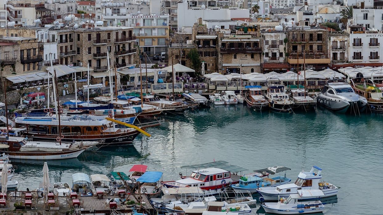 Boats in the historic harbour of Kyrenia