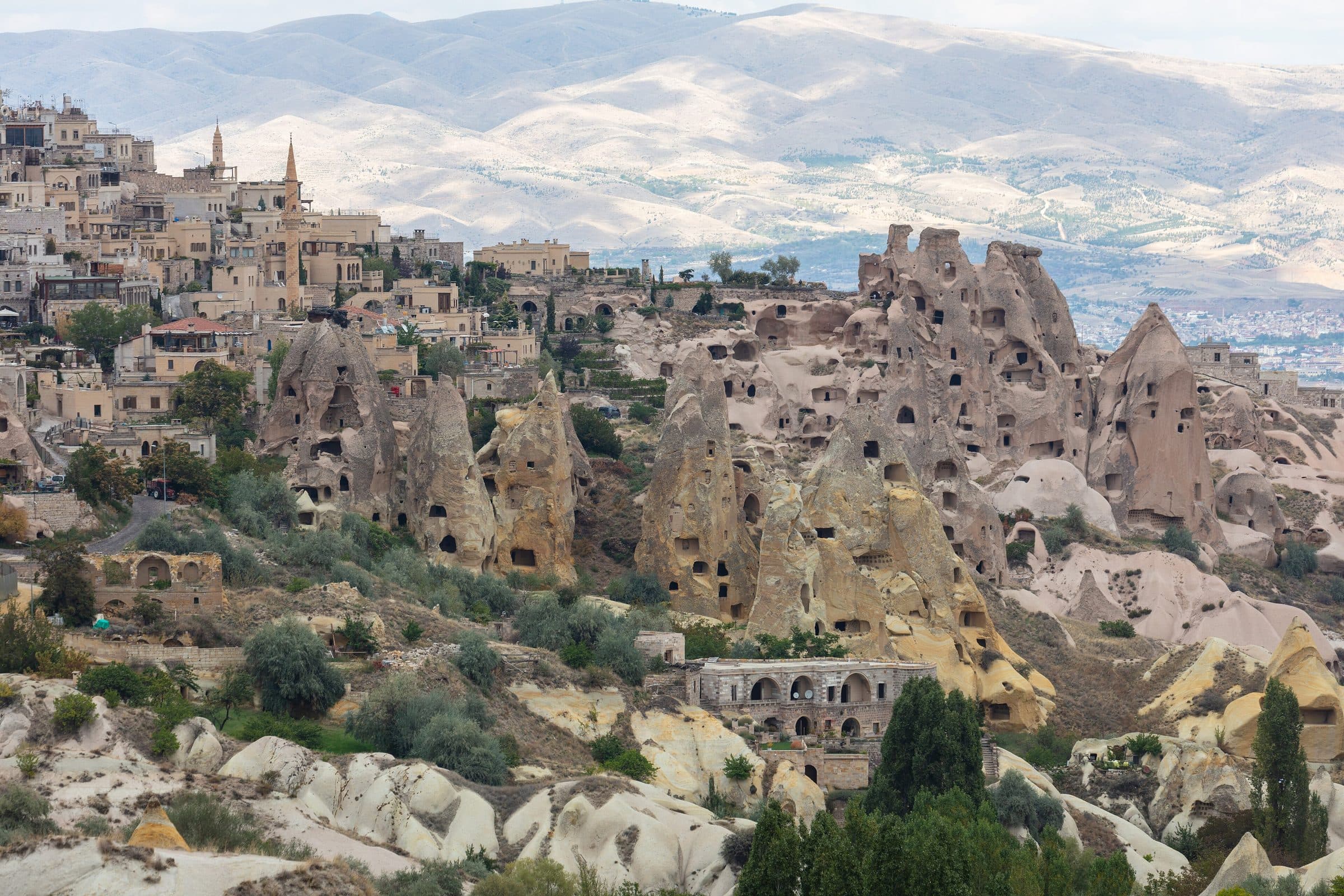 Cave houses and rock formations in Göreme, Cappadocia